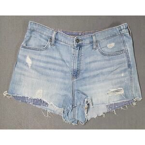 Aerie Denim Shortie Shorts Womens Medium 30" Waist Elastic Waist Cut Off